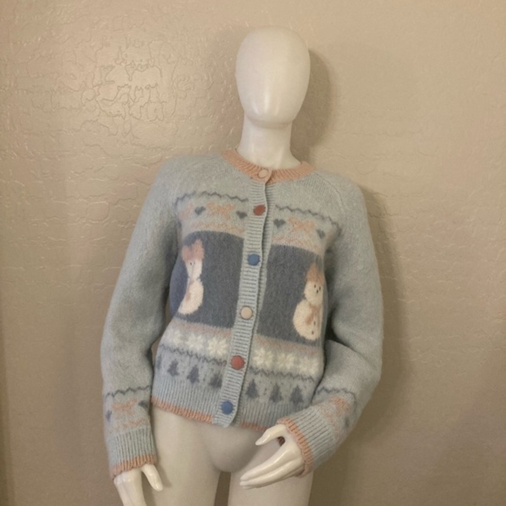 Sunset Park Button Down Snowman Cardigan Cardigan - Picture 1 of 11